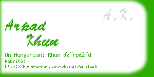 arpad khun business card